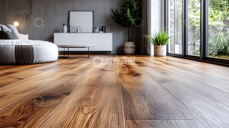 高清大图下载【趣麦麦图】波纹橡木地板与白柜