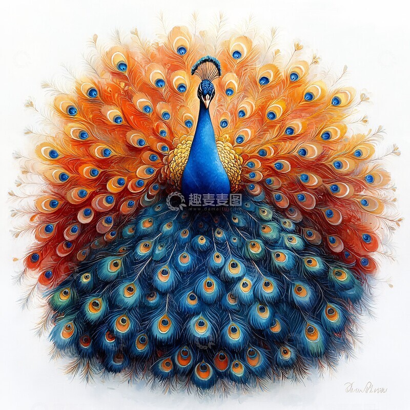 高清大图下载【趣麦麦图】孔雀彩虹羽孔雀彩虹羽毛1