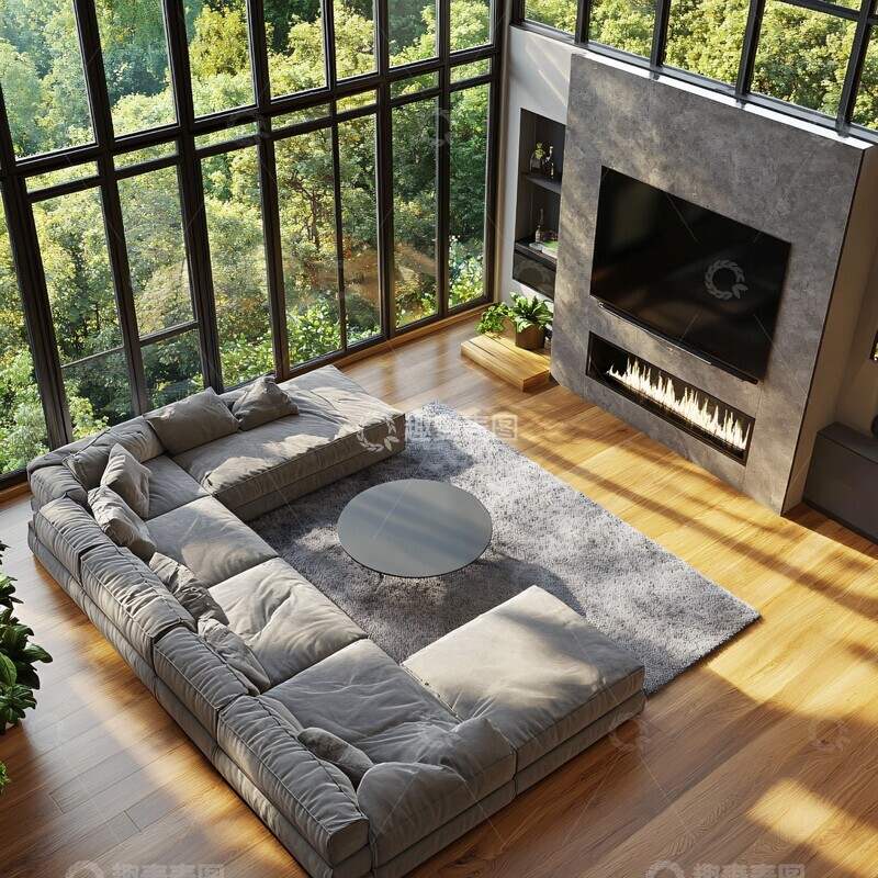 高清大图下载【趣麦麦图】大窗角椅木地板1