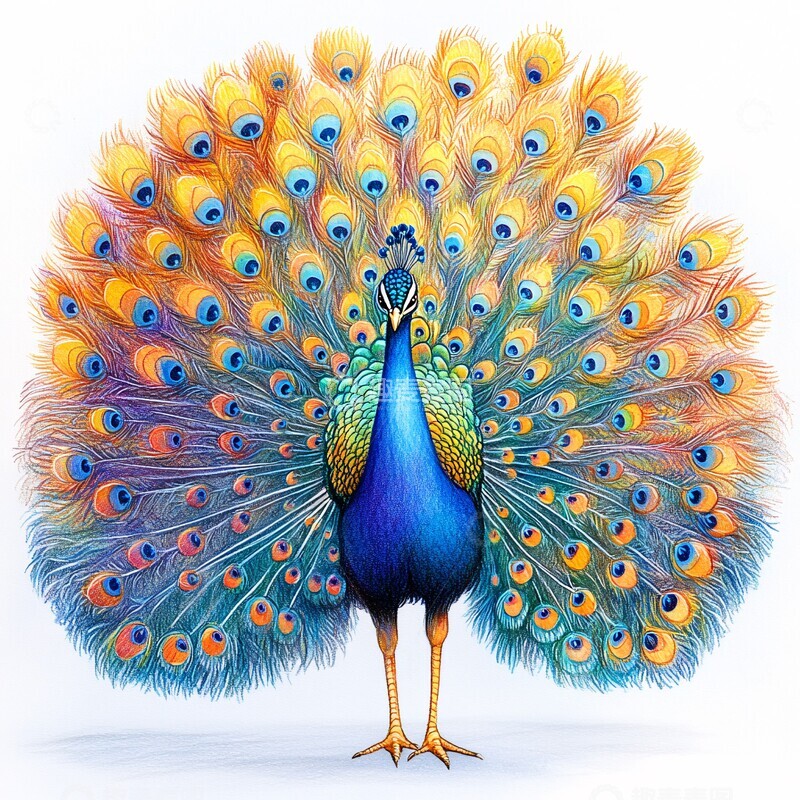 高清大图下载【趣麦麦图】彩虹孔雀彩虹孔雀彩笔1