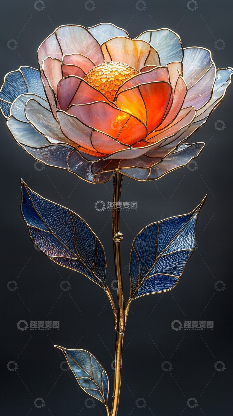 高清大图下载【趣麦麦图】彩色玻璃花朵6