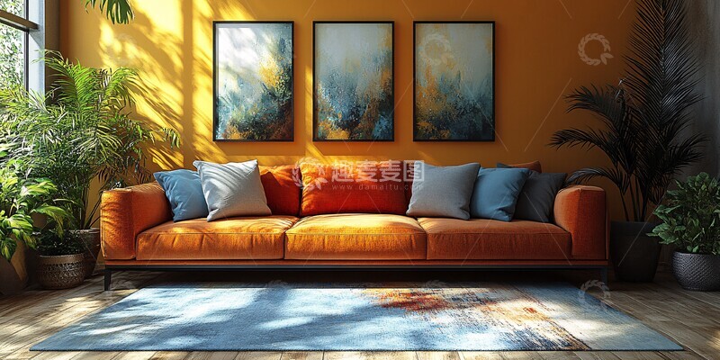 高清大图下载【趣麦麦图】木地板与明亮客厅