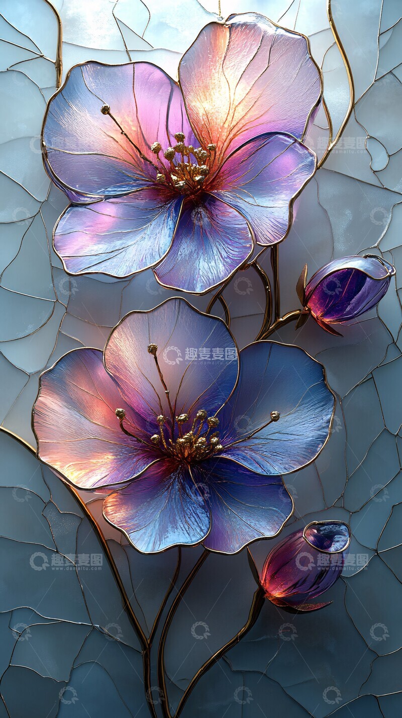 高清大图下载【趣麦麦图】紫花玻璃装饰