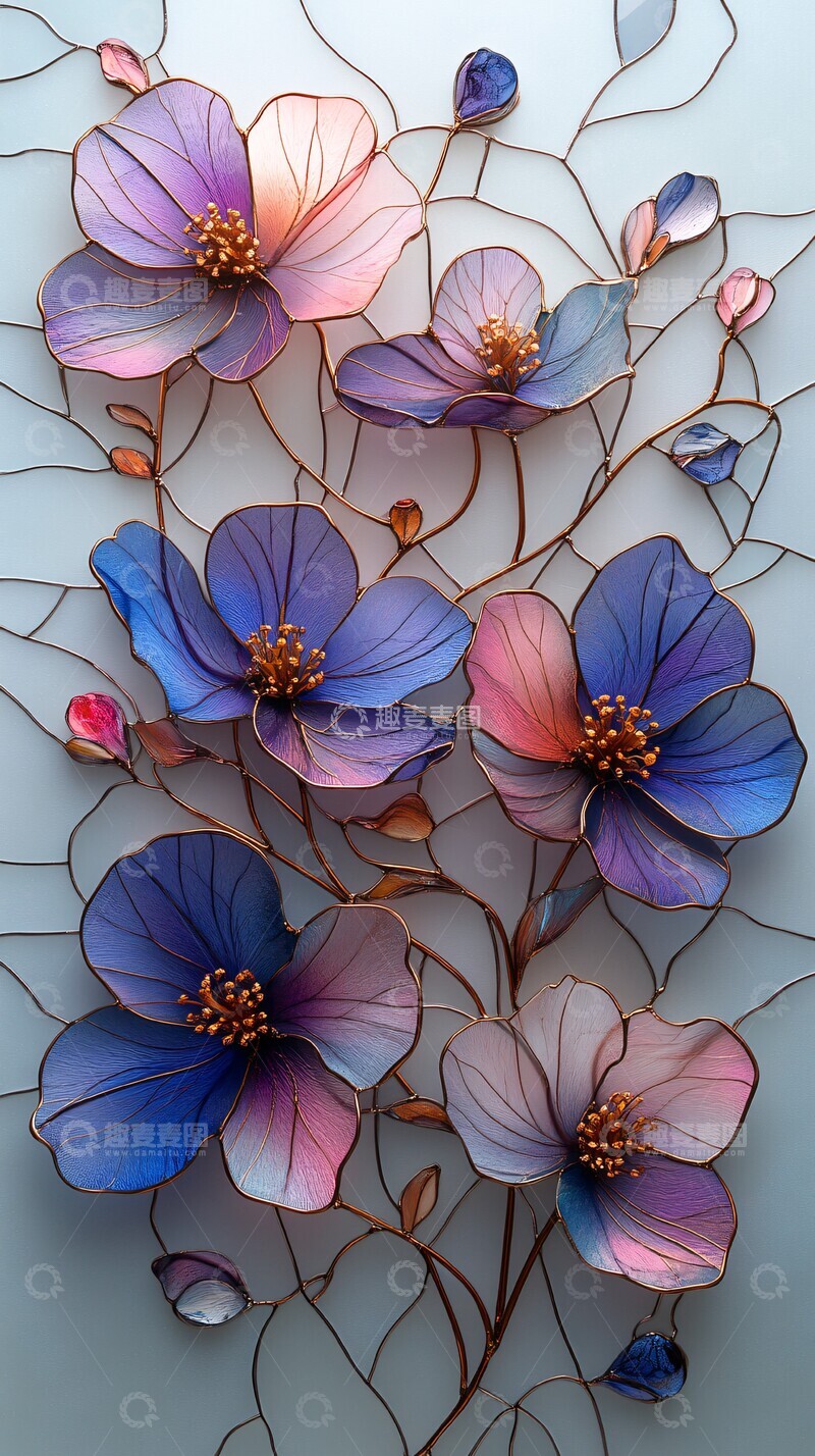 高清大图下载【趣麦麦图】紫花玻璃装饰1