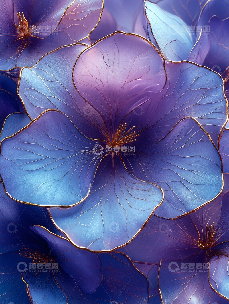 高清大图下载【趣麦麦图】金边酒精墨水花