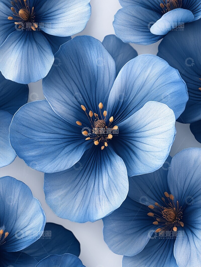 高清大图下载【趣麦麦图】蓝色花朵图案8