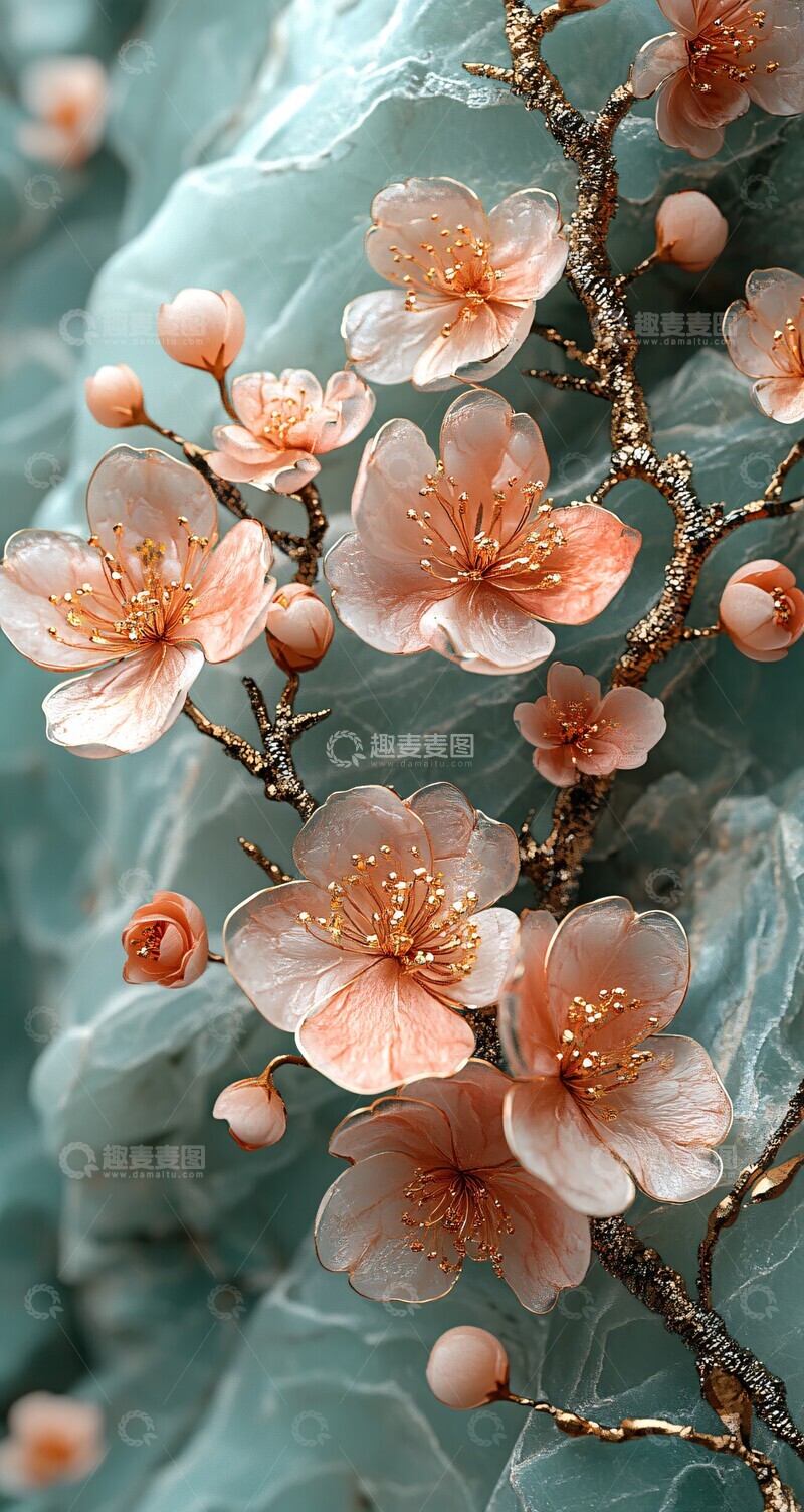 高清大图下载【趣麦麦图】粉色花纹大理石1