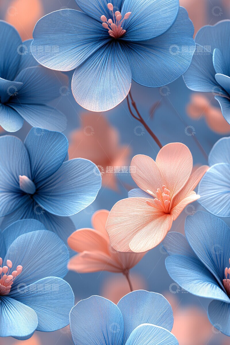 高清大图下载【趣麦麦图】粉色蓝色花朵刺绣2