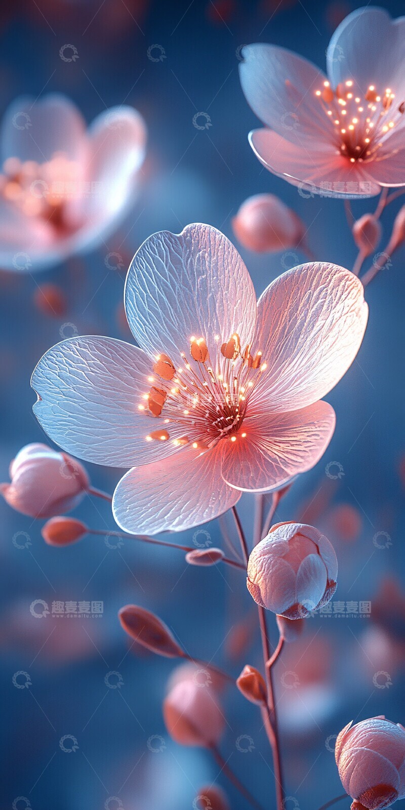 高清大图下载【趣麦麦图】白色粉色金色花朵