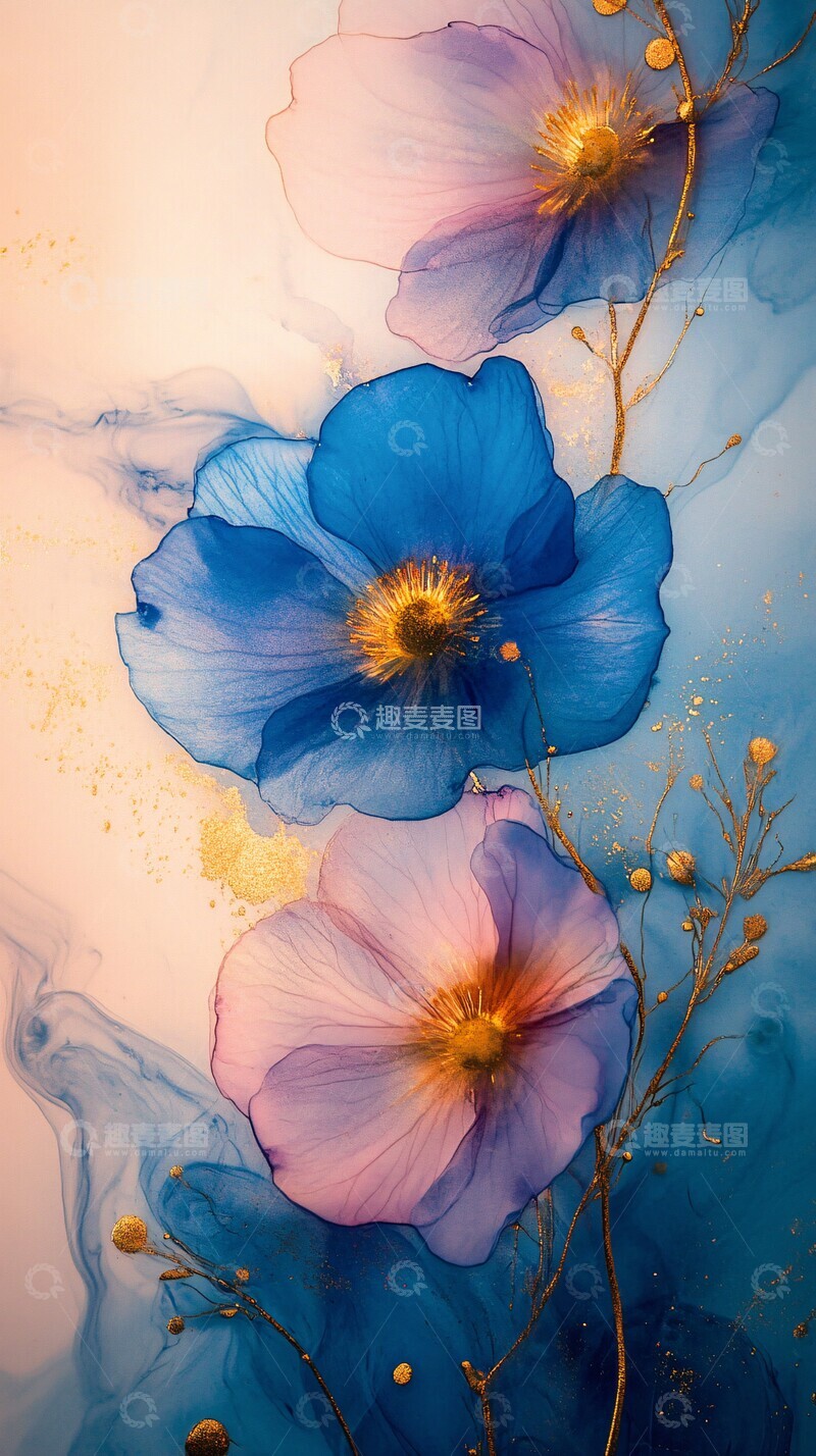 高清大图下载【趣麦麦图】蓝调花语壁纸