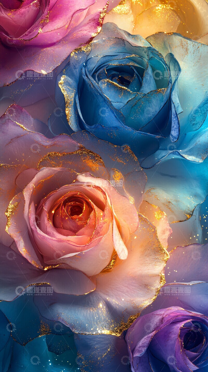 高清大图下载【趣麦麦图】玫瑰仙子酒精墨艺术