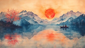 山水情侣图山水情侣船1