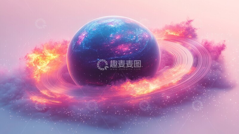 高清大图下载【趣麦麦图】彩色星球悬浮图1
