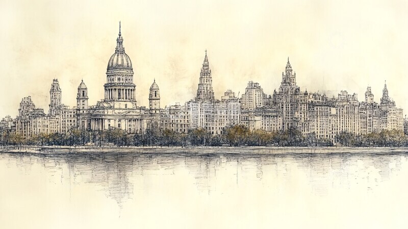 高清大图下载【趣麦麦图】水边的城市建筑景观1