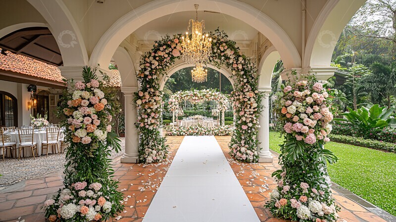 高清大图下载【趣麦麦图】白色婚礼拱门装饰2