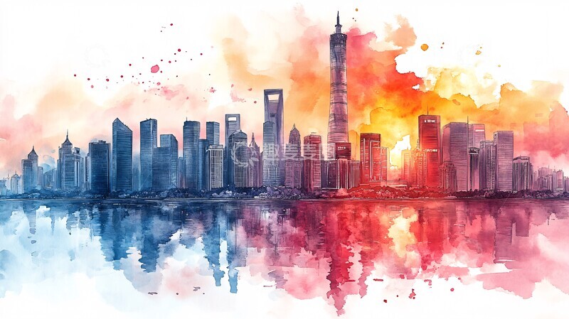 高清大图下载【趣麦麦图】城市地标建筑群鸟瞰全景