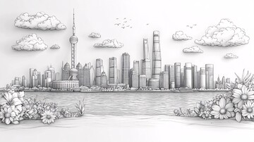 东方明珠塔下的城市建筑群鸟瞰图2