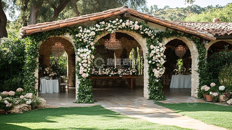 高清大图下载【趣麦麦图】白色婚礼拱门装饰