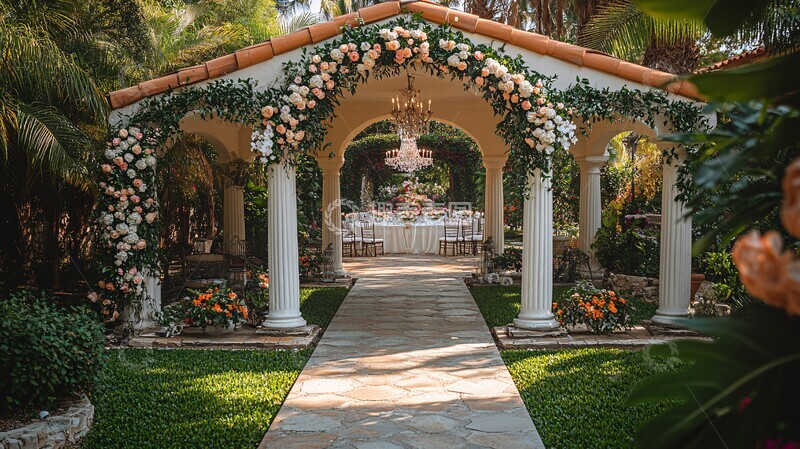 高清大图下载【趣麦麦图】白色婚礼拱门装饰1