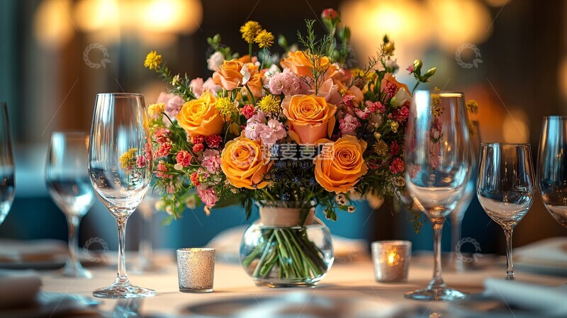 高清大图下载【趣麦麦图】宴会厅桌花装饰1