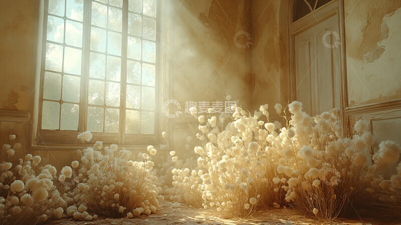 高清大图下载【趣麦麦图】花窗梦境梦境花卉窗户
