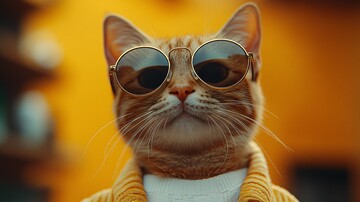 戴墨镜的猫墨镜金色美学1