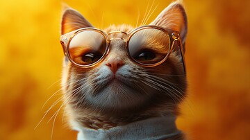 戴墨镜的猫墨镜金色美学2