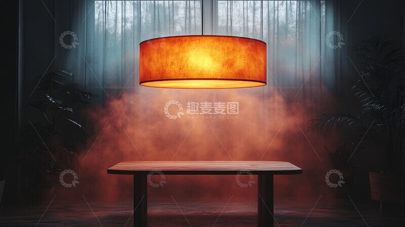 高清大图下载【趣麦麦图】空桌吊灯暗房