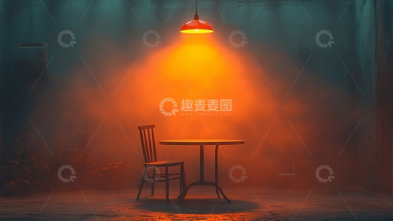 高清大图下载【趣麦麦图】空桌吊灯暗房2