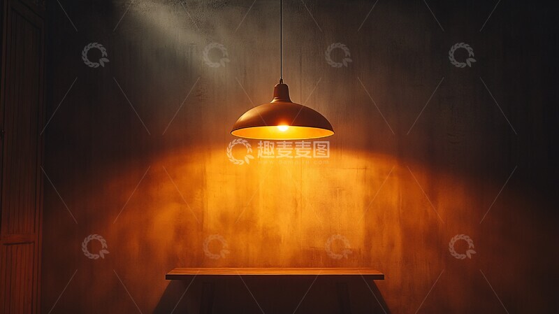 高清大图下载【趣麦麦图】空桌吊灯暗房1