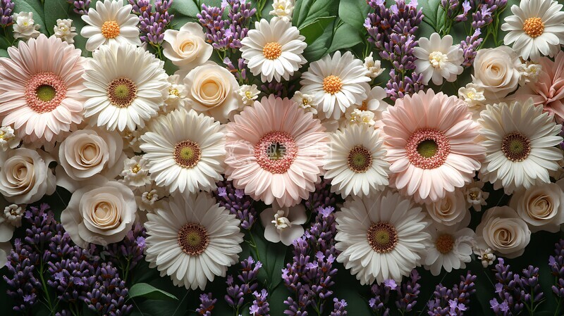 高清大图下载【趣麦麦图】婚礼背景白色雏菊薰衣草2