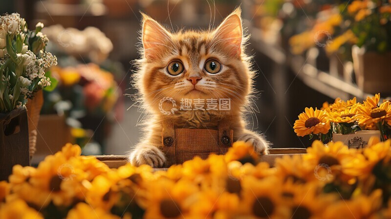高清大图下载【趣麦麦图】花店猫咪介绍新娘捧花1