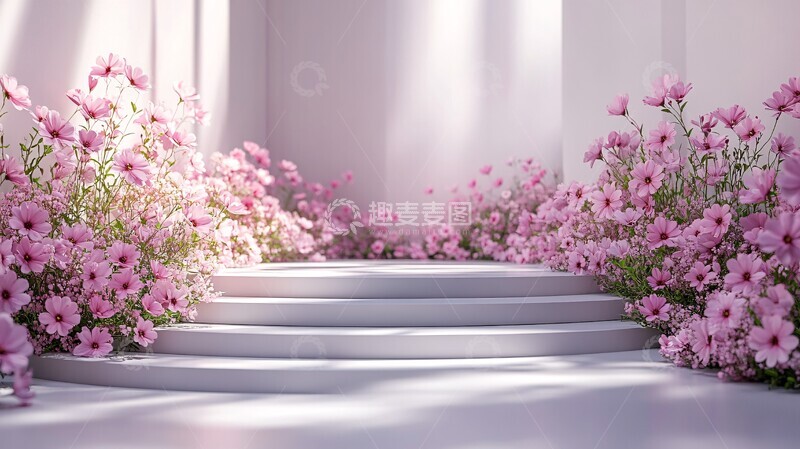 高清大图下载【趣麦麦图】白色讲台与花1