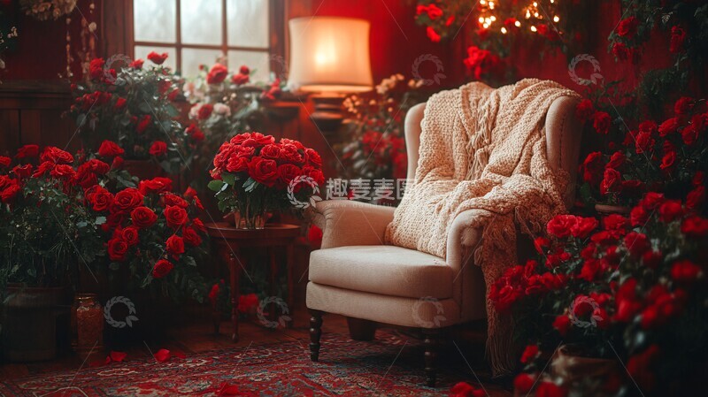 高清大图下载【趣麦麦图】红色花卉温馨场景