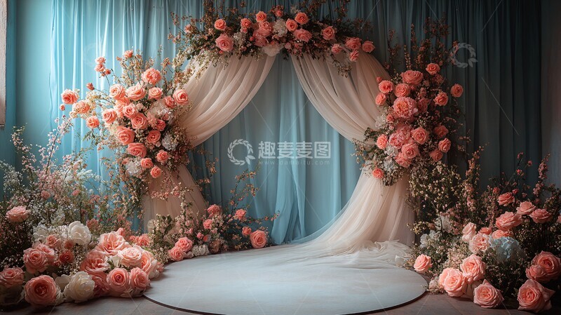 高清大图下载【趣麦麦图】婚礼背景花环与薄纱