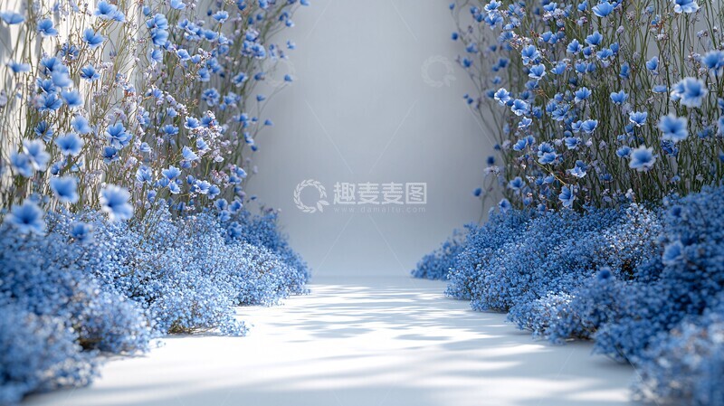 高清大图下载【趣麦麦图】白底蓝花梦幻场景1