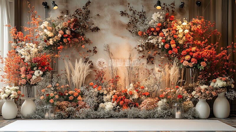 高清大图下载【趣麦麦图】婚礼装饰半干半鲜花背景