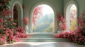 拱形背景楼梯花艺2