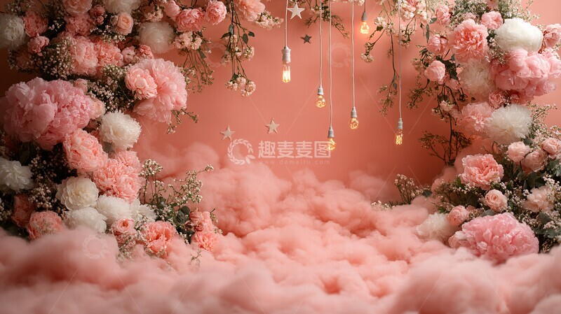 高清大图下载【趣麦麦图】粉色花环与蛋糕