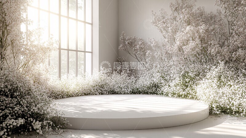 高清大图下载【趣麦麦图】白色讲台与花2
