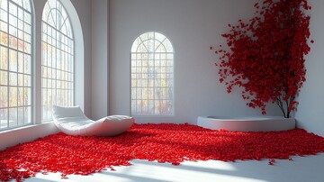 红花房间与粉色窗帘1