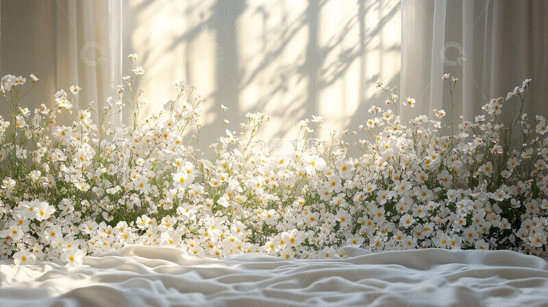 高清大图下载【趣麦麦图】白色花海背景摄影2