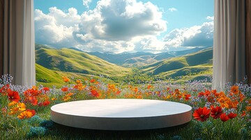 绿色山丘与云朵1