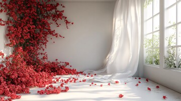 红花房间与粉色窗帘2