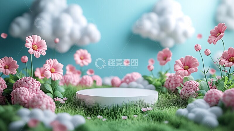 草地花朵舞台云朵1