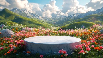 绿色山丘与云朵2