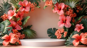 白色讲台与热带花拱门2