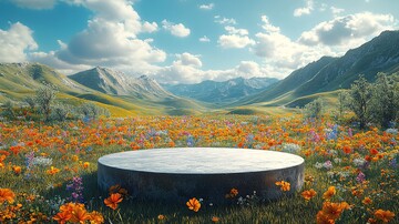 绿色山丘与云朵