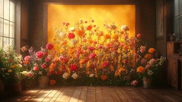 黄色背景与花瓶1