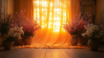 黄色背景与花瓶